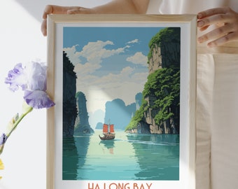 Baie d'Ha Long - Vietnam - impression de voyage, cadeau de voyage au Vietnam, affiche imprimable de la ville, téléchargement numérique, cadeau d'anniversaire, cadeau de mariage