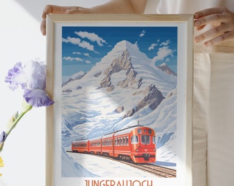 Jungfraujoch - Suisse - impression de voyage, cadeau de voyage en Suisse, affiche imprimable de la ville, téléchargement numérique, cadeau d'anniversaire, cadeau de mariage