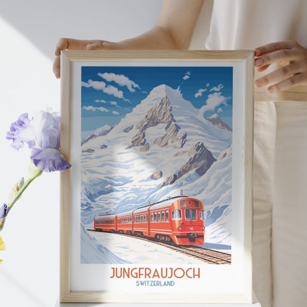 Jungfraujoch - Zwitserland - Travel Print, Zwitserland Reiscadeau, Afdrukbare stadsposter, Digitale download, Verjaardagscadeau, Huwelijkscadeau