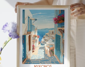 Mykonos - Grèce - impression de voyage, Mykonos - Grèce - cadeau de voyage, affiche imprimable de la ville, téléchargement numérique, cadeau d'anniversaire, cadeau de mariage