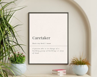 Caretaker Definition Print | Caretaker Dictionary Art | Typography Print | Definition Print | Quote Print, Modern Print | Instant Download