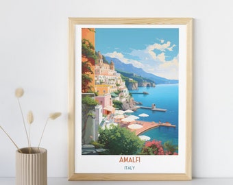 Amalfi - impression de voyage en Italie, Amalfi - cadeau de voyage en Italie, affiche imprimable de la ville, téléchargement numérique, cadeau d'anniversaire, cadeau de mariage