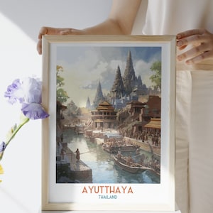 Ayutthaya - Thailand - Travel Print, Ayutthaya Thailand Travel Gift, Printable City Poster, Digital Download, Birthday Present, Wedding Gift