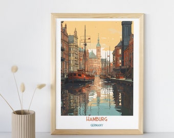 Impression de voyage Hambourg - Allemagne, Hambourg - Allemagne, cadeau de voyage, affiche de la ville imprimable, téléchargement numérique, cadeau d'anniversaire, cadeau de mariage