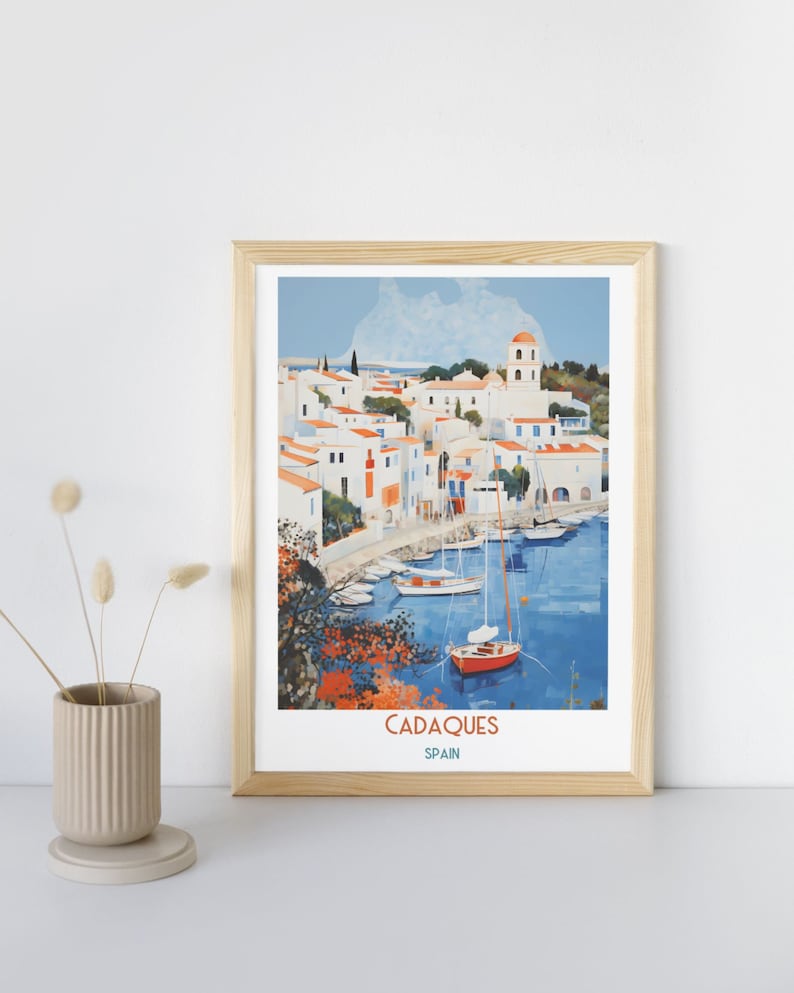 Cadaqués Impression de voyage en Espagne, Cadaqués Cadeau de voyage en Espagne, affiche de la ville imprimable, téléchargement numérique, cadeau d'anniversaire, cadeau de mariage image 1