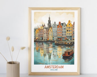 Amsterdam - Impression de voyage aux Pays-Bas, Amsterdam - Cadeau de voyage aux Pays-Bas, affiche de la ville imprimable, téléchargement numérique, cadeau d'anniversaire, cadeau de mariage