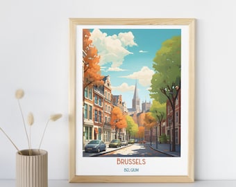 Impression de voyage Bruxelles - Belgique, Bruxelles - cadeau voyage Belgique, affiche de la ville imprimable, téléchargement numérique, cadeau d'anniversaire, cadeau de mariage