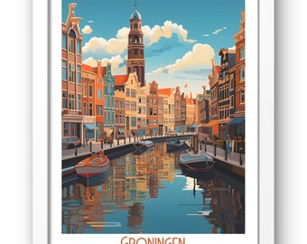 Groningen - Holland Travel Print, Groningen - Holland, Reiscadeau, Afdrukbare stadsposter, Digitale download, Verjaardagscadeau, Huwelijkscadeau