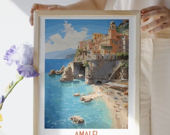 Amalfi - Italie - impression de voyage, Amalfi - cadeau de voyage en Italie, affiche imprimable de la ville, téléchargement numérique, cadeau de mariage, cadeau d'anniversaire