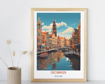 Groningen - Holland Travel Print, Groningen - Holland, Reiscadeau, Afdrukbare stadsposter, Digitale download, Verjaardagscadeau, Huwelijkscadeau