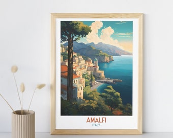 Amalfi - Impression de voyage en Italie, Amalfi - Cadeau de voyage en Italie, affiche de la ville imprimable, téléchargement numérique, cadeau d'anniversaire, cadeau de mariage