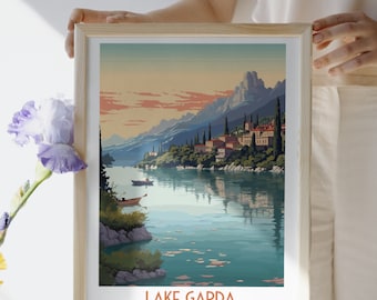 Lac de garde - Italie - impression de voyage, lac de garde - Italie cadeau de voyage, affiche de la ville imprimable, téléchargement numérique, cadeau d'anniversaire, cadeau de mariage