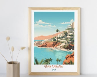 Grande Canarie - impression de voyage en Espagne, Grande Canarie - cadeau de voyage en Espagne, affiche de la ville imprimable, téléchargement numérique, cadeau d'anniversaire, cadeau de mariage