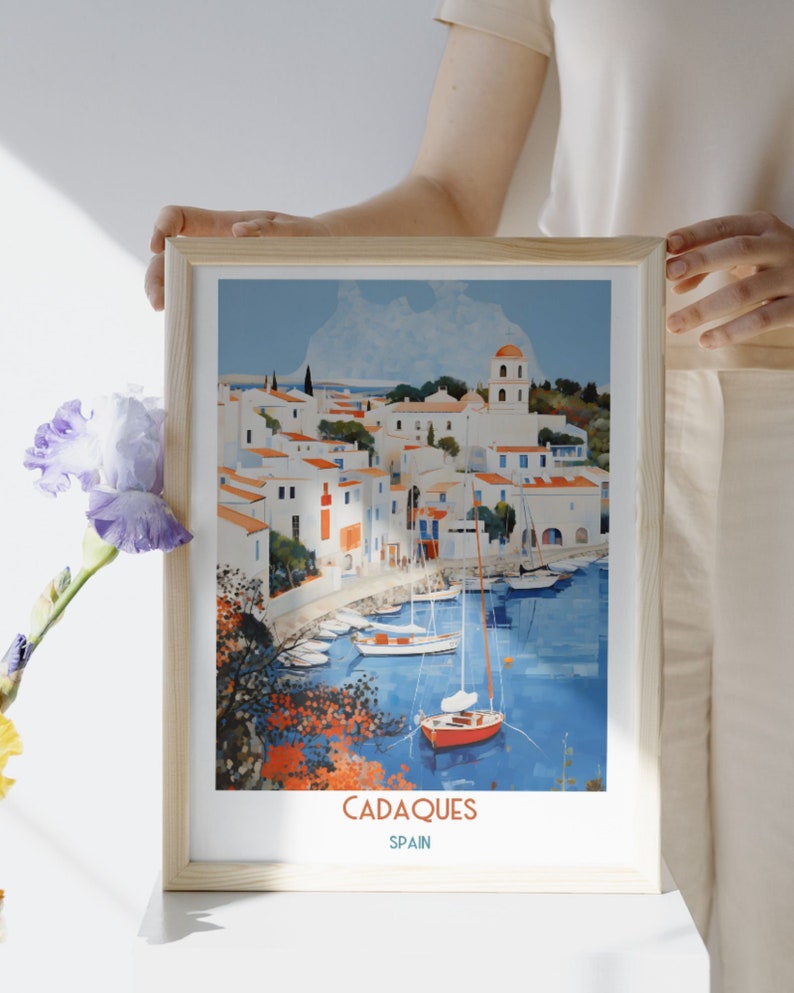 Cadaqués Impression de voyage en Espagne, Cadaqués Cadeau de voyage en Espagne, affiche de la ville imprimable, téléchargement numérique, cadeau d'anniversaire, cadeau de mariage image 4