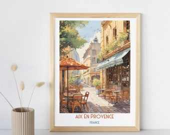 Impression de voyage Aix En Provence - France, cadeau de voyage Aix En Provence, affiche de la ville imprimable, téléchargement numérique, cadeau d'anniversaire, cadeau de mariage
