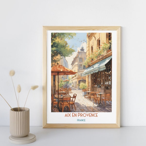 Impression de voyage Aix En Provence - France, cadeau de voyage Aix En Provence, affiche de la ville imprimable, téléchargement numérique, cadeau d'anniversaire, cadeau de mariage