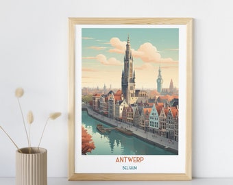 Anvers - Impression de voyage en Belgique, Anvers - Cadeau de voyage en Belgique, affiche imprimable de la ville, téléchargement numérique, cadeau d'anniversaire, cadeau de mariage
