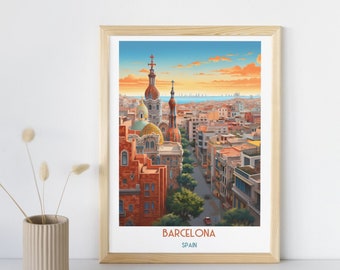 Impression de voyage Barcelone - Espagne, Barcelone - cadeau voyage Espagne, affiche de la ville imprimable, téléchargement numérique, cadeau d'anniversaire, cadeau de mariage