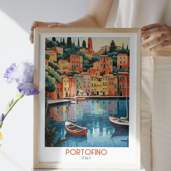 Portofino - Italy - Travel Print, Portofino - Italy Travel Gift, Printable City Poster, Digital Download, Birthday Present, Wedding Gift