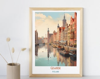 Gdansk - Impression de voyage en Pologne, Gdansk - Cadeau de voyage en Pologne, affiche de la ville imprimable, téléchargement numérique, cadeau d'anniversaire, cadeau de mariage