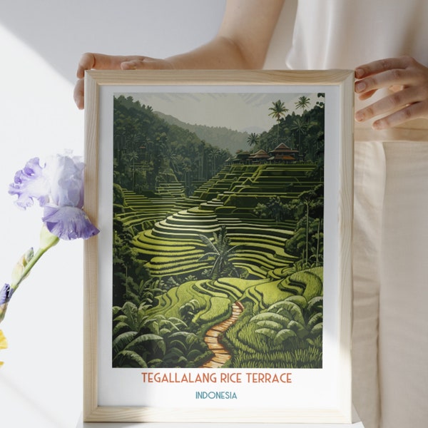 Tegallalang Rice Terrace - Indonesia - Travel Print, Travel Gift, Printable City Poster, Digital Download, Birthday Present, Wedding Gift