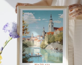 Impression de voyage Bratislava - Slovaquie, cadeau de voyage Bratislava, affiche imprimable de la ville, téléchargement numérique, cadeau d'anniversaire, cadeau de mariage