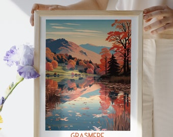 Grasmere - Lake District - Travel Print, Lake District Travel Gift, Printable City Poster, Digital Download, Birthday Present, Wedding Gift