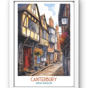 Canterbury Großbritannien Reise Poster, Canterbury Großbritannien Reisegeschenk, druckbares Poster, Geburtstagsgeschenk, Hochzeitsgeschenk Bild 2