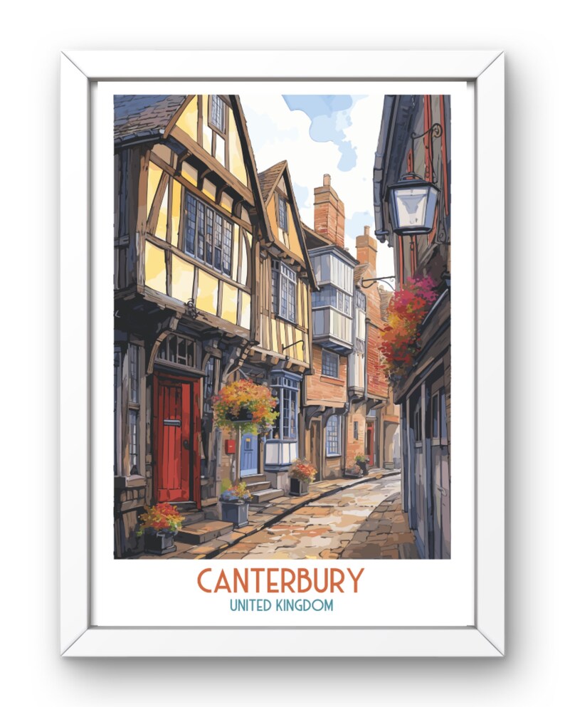 Canterbury Großbritannien Reise Poster, Canterbury Großbritannien Reisegeschenk, druckbares Poster, Geburtstagsgeschenk, Hochzeitsgeschenk Bild 2