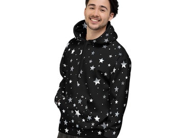 Cosmic Warmth Unisex Hoodie - Celestial Night Sky Print with Cozy Fleece Lining
