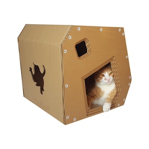 Modern kartonnen kattenhuis