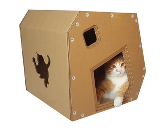 Casa moderna de papelão para gatos