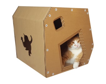 Maison de chat en carton moderne