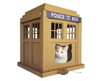 Dr. Who Tardis Cardboard Cat House