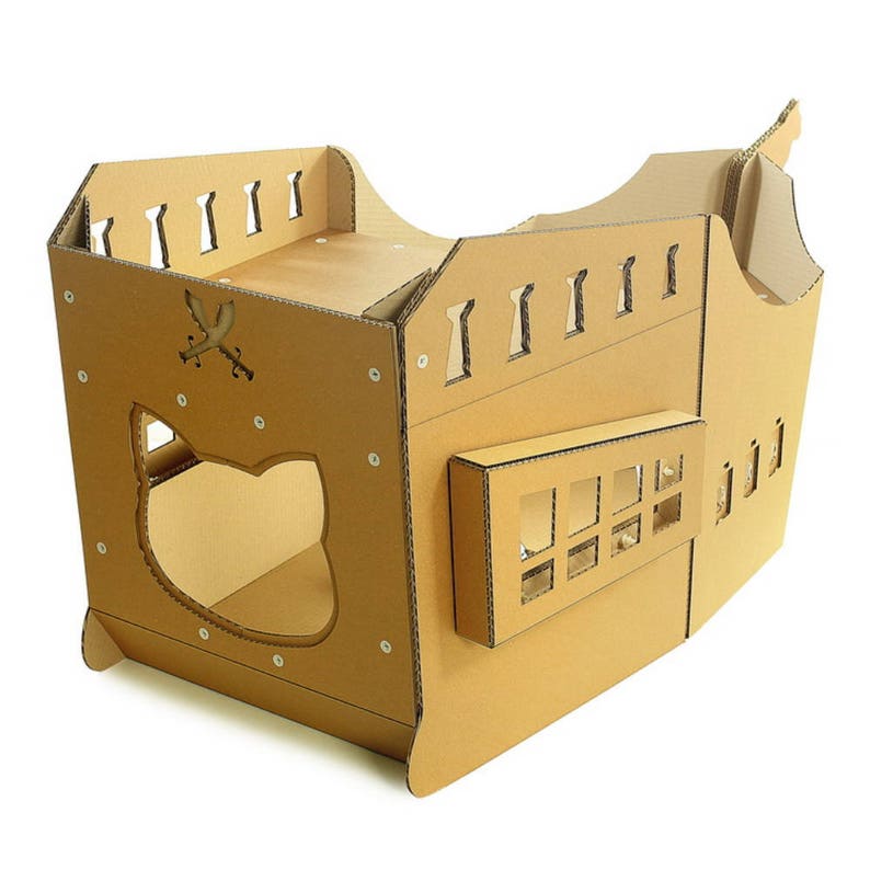 Pirate Ship Cardboard Cat House Etsy New Zealand
