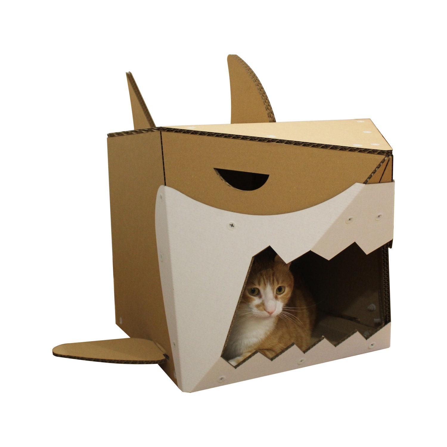 Great White Cardboard Cat House Etsy