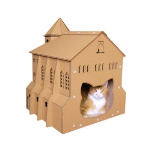 La maison de chat en carton de l'église