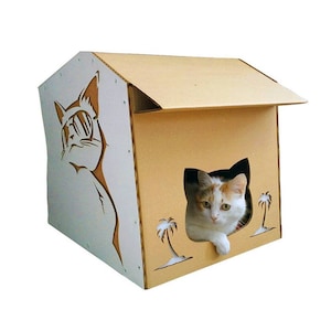 Casa de gato de papelão legal de verão