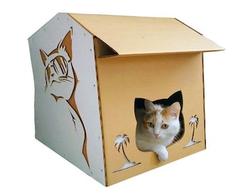 Cool Été Maison de chat en carton