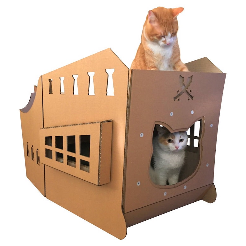 Pirate Ship Cardboard Cat House Etsy New Zealand
