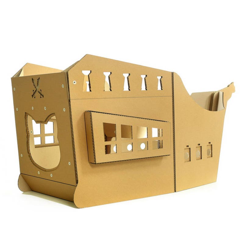 Pirate Ship Cardboard Cat House Etsy New Zealand