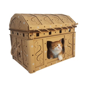 Casa de cartón para gatos del cofre del hombre muerto