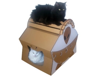 UFO Alien Spacecraft Cardboard Cat House