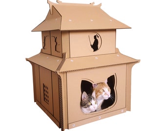 Japanese Samurai Cardboard Cat House