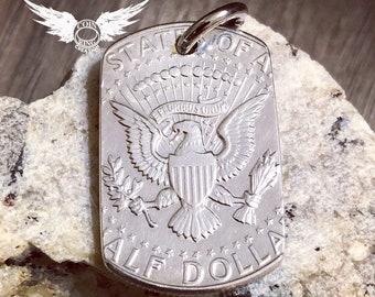 1964 to 2025 Silver Dog Tag pendant Kennedy Silver half dollar 50 Cent coin dogtag US military Jewelry Charm