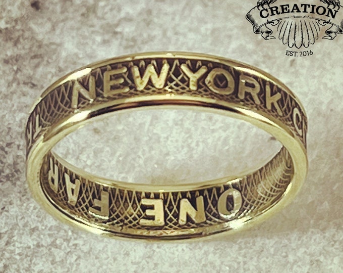 New York City Subway Token Coin Ring - Large Y token cutout - Big Apple Transit Authority Jewlery