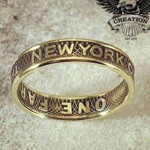 Anillo con moneda de la estación de metro de Nueva York: ficha Y grande recortada - Joyería de la Autoridad de Tránsito de la Gran Manzana
