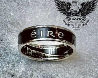 Silver Irish Coin Ring Ireland Eire 2 Shillings 1 Florin (2 Scillingí = 1 Flóirin) Coinring