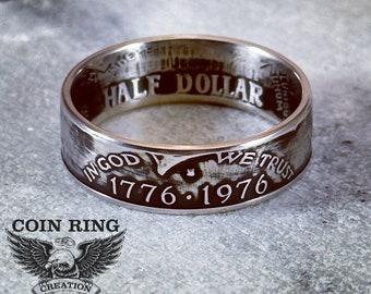 1964 to 2018 Silver half dollar coin ring - pick your year 50 cent John F. Kennedy coinring Jewlery