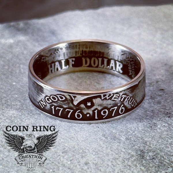 1964 to 2018 Silver half dollar coin ring - pick your year 50 cent John F. Kennedy coinring Jewlery